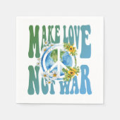 メイクラブnot戦争レトロヒッピーフローラ平和サイン スタンダードカクテルナプキン (正面)