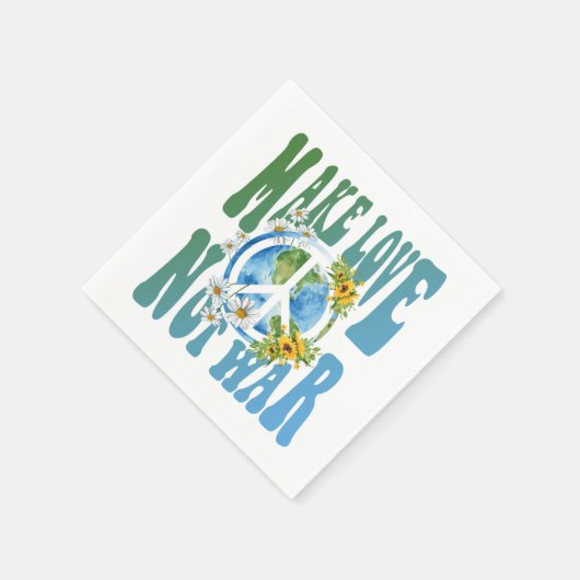 メイクラブnot戦争レトロヒッピーフローラ平和サイン スタンダードカクテルナプキン (角)