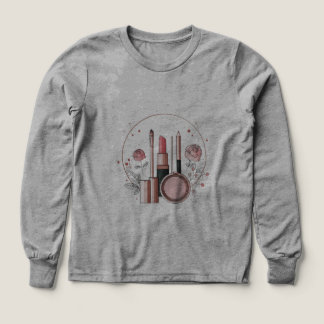 メイク好きな女性のためのTシャツ | リップスティック パウダー リン