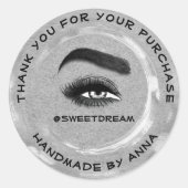 メイク感謝していアップアーティストラッシュクリーナーロゴシルバーグレー ラウンドシール (正面)