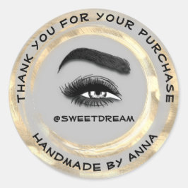 メイク感謝していアップArtist Lash Cleanerロゴ金ゴールドグレー ラウンドシール