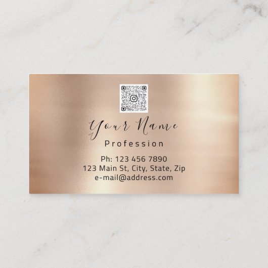 メイク爪、 ネイルバラピンクキスリップロゴQRコード 名刺 (裏面)