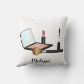 メイク物イラストレーションパーソナライズされた名 クッション (裏面)