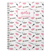 メイク物パターンとピンクリップ&名前をカスタムする ノートブック (正面)