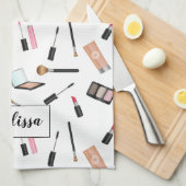 メイク物図解入りの、写真付きのパターパーソナライズされたン名 キッチンタオル (四つ折り)