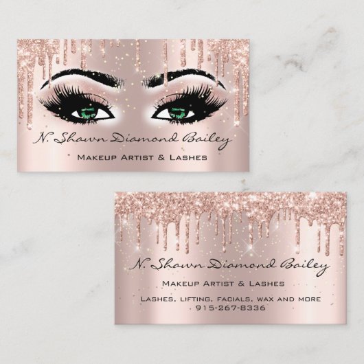 メイク王室のアップアーティストの紙吹雪ドリップグリーンアイ 名刺 (正面/裏面)
