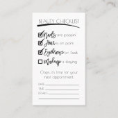 メイク白黒美しいチェックリストBusiness Logo 予約カード (正面)