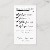 メイク白黒美しいチェックリストBusiness Logo 予約カード (正面)