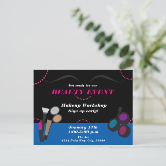 メイク美しいイベントワークショップチラシ広告 ポストカード (スタンド正面)