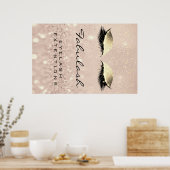 メイク美しいサロンネームバラ金ゴールドグラムアイブロウ ポスター (キッチン)