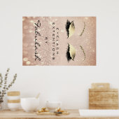 メイク美しいサロンネームバラ金ゴールド赤面眉毛 ポスター (キッチン)