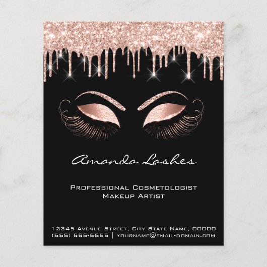 メイク美しいサロンピンクグリッターフライヤースパークブラック チラシ (裏面)