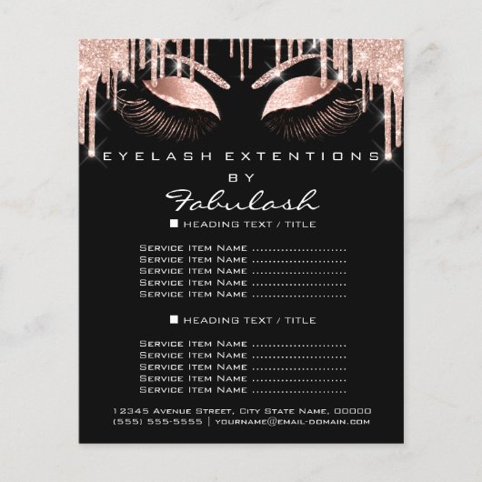 メイク美しいサロンピンクグリッターフライヤースパークブラック チラシ (正面)