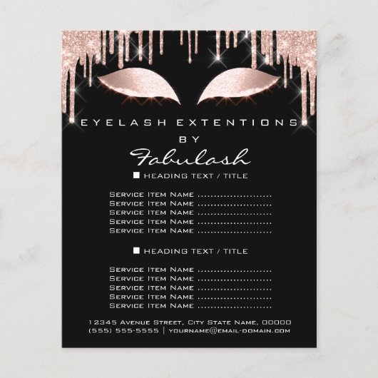 メイク美しいサロンピンクグリッターフライヤースパークブラック チラシ (正面)