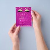 メイク美しいサロンフライヤー金ゴールド紙吹雪ホットピンク チラシ (手)