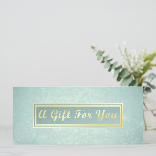 メイク美しいサロンブルー&金ゴールドギフト証明書 (スタンド正面)