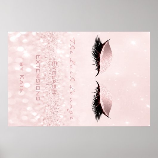 メイク美しいサロン名ホワイトピンクローズラッシュ ポスター (正面)