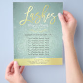 メイク美しいサロン金ゴールド&ターコイズダマスクフローラ チラシ (手)