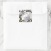 メイク美しいショップ感謝してい金ゴールド大理石フレームグレー スクエアシール (バッグ)