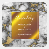 メイク美しいショップ感謝してい金ゴールド大理石フレーム スクエアシール (正面)