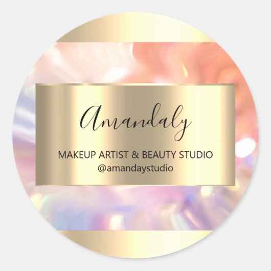 メイク美しいショップ枠金ゴールド受賞自筆証書画Glam ラウンドシール (正面)