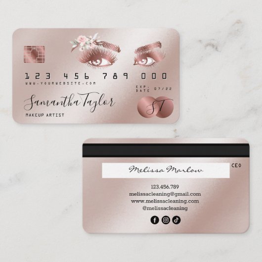 メイク美しいバラ金ゴールドアイズクレジットカード 名刺 (正面/裏面)