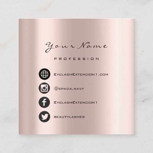 メイク美しいブロガーYou-tuberバラロゴソーシャル スクエア名刺 (裏面)