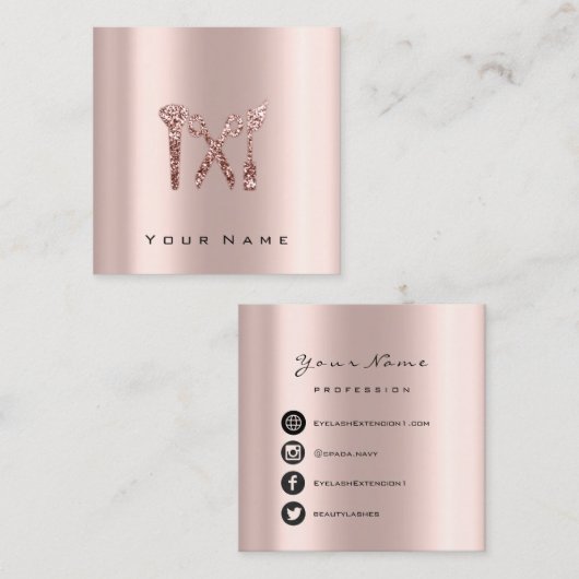 メイク美しいブロガーYou-tuberバラロゴソーシャル スクエア名刺 (正面/裏面)