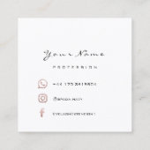 メイク美しいブロガーYou-tuberバラ白黒 スクエア名刺 (裏面)