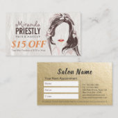 メイク美容師美しいサロン割引クーポン 予約カード (正面/裏面)