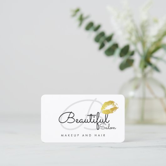 メイク連絡リップカード/美しいサロンモノグラム コーリングカード (スタンド正面)