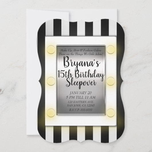 メイク鏡美しい10代の変身誕生会 招待状 (正面)