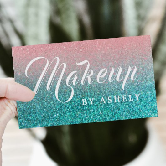 メイク グリッター ターコイズ名刺 名刺