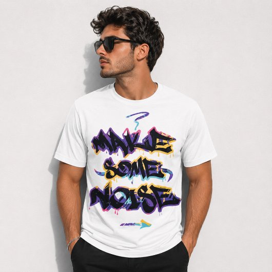 メイク・サム・ノイズ 都市型落書きドリップレタリング Tシャツ