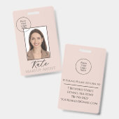 メイク ピンク フォト ネーム バッジ (正面＆裏面)