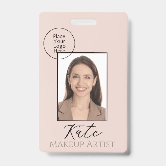 メイク ピンク フォト ネーム バッジ (正面)
