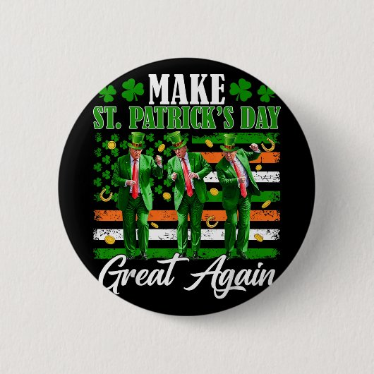 メイクSt patricks day素晴らし再トランプ踊りUsa 缶バッジ (正面)
