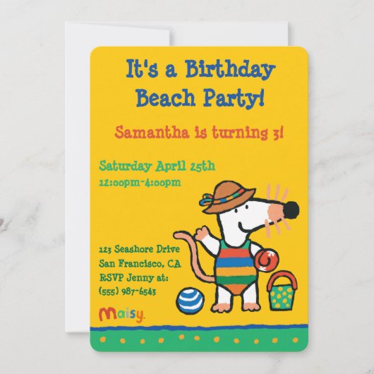 メイシーアットザビーチ誕生日 招待状 (正面)