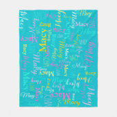 メイシーパーソナライズされたショートネームaqua pinkブランケット フリースブランケット (正面)