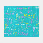 メイシーパーソナライズされたショートネームaqua pinkブランケット フリースブランケット (正面(横))
