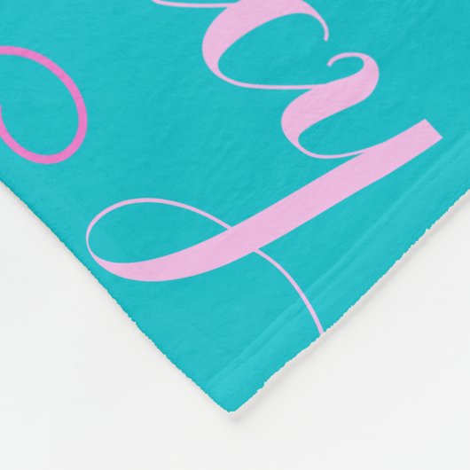メイシーパーソナライズされたショートネームaqua pinkブランケット フリースブランケット (角)