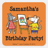 メイジーとダテ絵を描アアットプレスクール スクエアシール (正面)