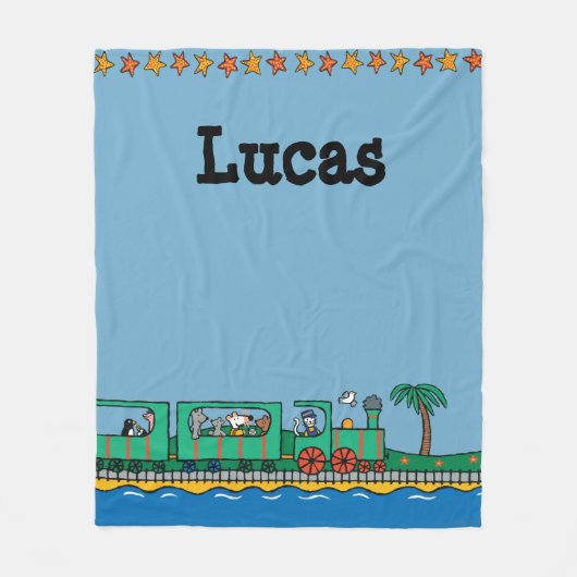 メイジーと友人がグリーン・トレインに乗る フリースブランケット (正面)