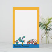 メイジーと友人の幼稚園のおやつ時間 便箋 (スタンド正面)