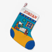 メイジーレディフォーベッドブルーパジャマ スモールクリスマスストッキング (正面 (吊り時))