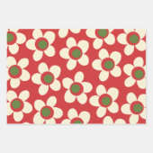 メイジー花お洒落クリスマスフローラルパターン ラッピングペーパーシート (正面3)