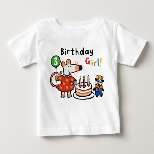メイジー誕生日ガール3歳 ベビーTシャツ (正面)