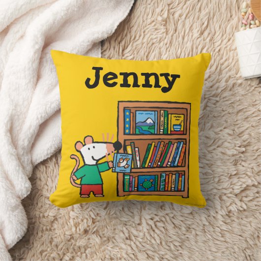 メイスと本棚 クッション (ブランケット)