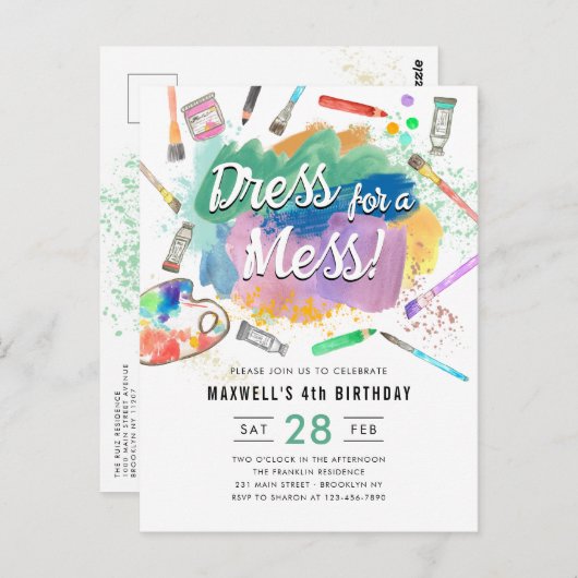 メイスキッズアート絵を描の誕生日にドレ絵を描ス ポストカード (正面/裏面)