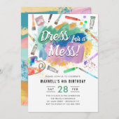 メイスキッズアート絵を描の誕生日にドレ絵を描ス 招待状 (正面/裏面)